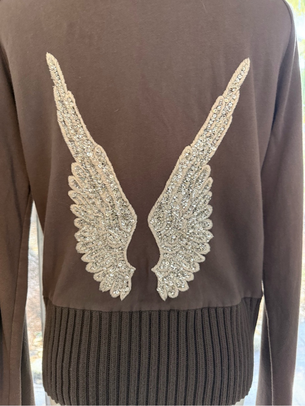 TWISTED HEART Brown Jacket with Embellished Angel Wings